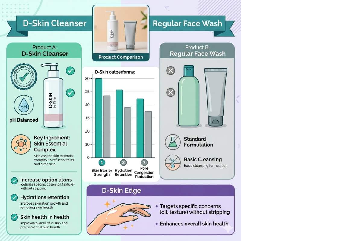 D-Skin Cleanser vs Regular Face Wash: Key Differences
